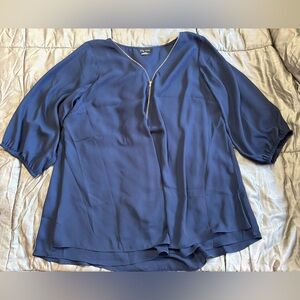 City Chic Navy Blouse with Gold Accent